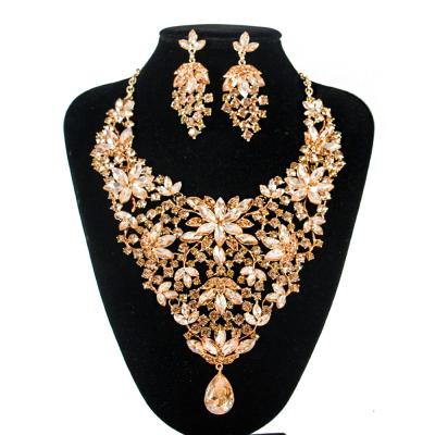 China LAN CLASSIC PALACE wedding jewelry sets for women engagement necklace and earrings glass sets for party for sale