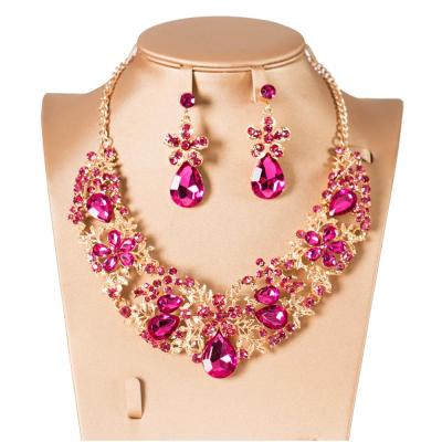 China CLASSIC Wedding Engagement Woman Jewelry Sets LAN PALAIS Bridal Necklace and Earring Sets Six Colors for sale