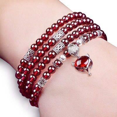 China Jewelry set year multi-layer native gourd bracelet carriage crystal fox burgundy garnet bracelet birthday gift female for sale