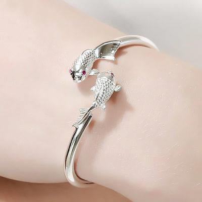 China 925silver Dragon and Phoenix Silver Fish Bracelet Women's Jewelry for Mom and Girlfriend Gift for sale