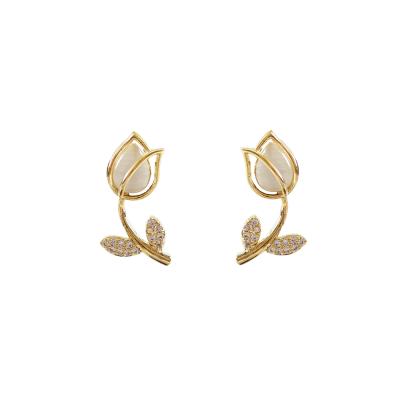 China LANFLORA TRENDY Fashion Tulip Flowers Women Stud Earrings For Store Cheap Earrings Birthday Gift Copper Alloy Factory Wholesale Price for sale