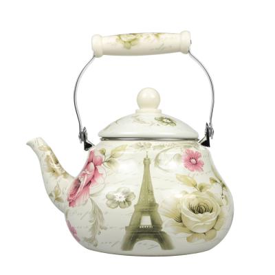 China LANFLORA handmade enamel waterpot 0.8L environmental protection kitchen sustainable kettle Cookware porcelain cooking teapot wholesale price for sale