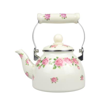 China LANFLORA enamel waterpot 1.2L enamel waterpot 1.2L enamel kitchen sustainable Cookware handmade porcelain cooking teapot wholesale price for sale