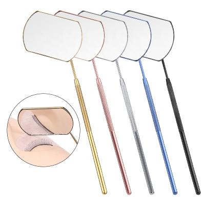 China Makeup Private Label Grafting Eyelash Tool Square Color Eyelash Inspection Mirror Stainless Steel Mirror for sale