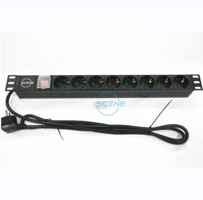 China EU Plug Data Center Server Rack 1U PDU 220V 13A 8 Outlets For Server Rack for sale