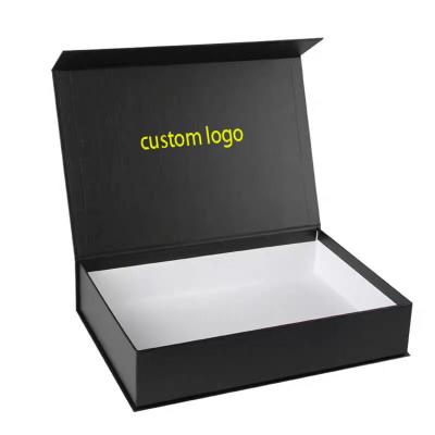 China Custom Luxury Handmade Foldable Lid Flat Cardboard Black Magnetic Wig Magnet Folding Gift Box for sale