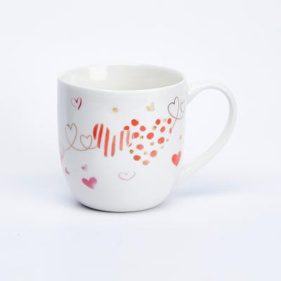 China New Viable Valentine's Design Custom With Spoon Large 12oz New Bone China Cup Coffee Mugs Ceramic Mugs for sale