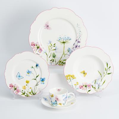 China 16pcs 18pcs 20pcs Emerald Spring Seasonal Elegance Dinnerware Viable Dish Set Cup and Saucer Set Ceramic Porcelain Fine Dinner Set for sale