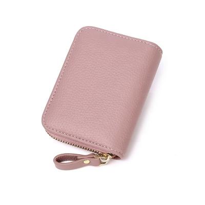 China Solid Color Multilayer Ladies Anti-theft RFID Purse Blocking Multifunctional Zipper Mini Card Holder Wallet for sale