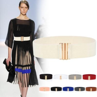 China Stretch 6cm Wide Belt Grace Women Simple Ladies Stretch Classic Coupling Dress Belt With Gold Vintage Hook Hugger Multicolor for sale