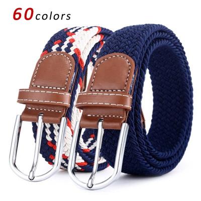 China Solid Color 60 Colors Women Knitted Casul Canvas Fabric Woven Stretch Braided Multicolor Elastic Waistband For Men Jeans for sale