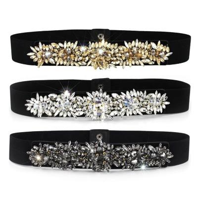 China Crystal Belts Luxury Rhinestone Elastic Highly Stretchy Beaded Belt for Lady Girls Dress for sale