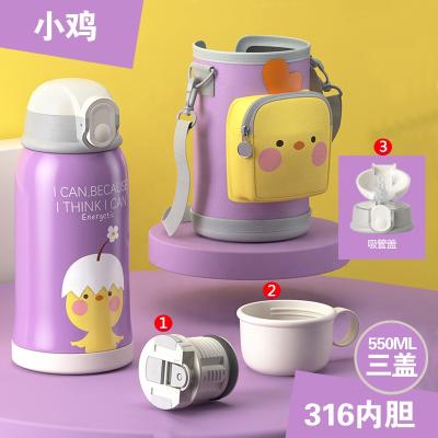 China PORTABLE 316 Stainless Steel 550ML Kids Thermos Mug with Straw Cap for sale