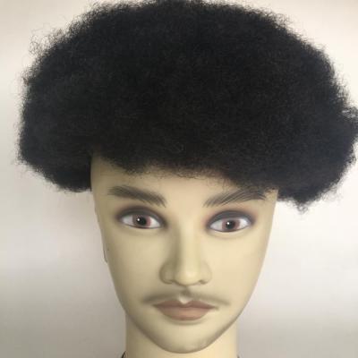 China Qingdao HZXHair toupers full lace wig 1B black color 8*10 Base Afro Afro Curl System and 1# black color for black men for sale