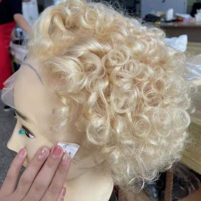 China Jerry Curl New 613# Blonde Lace Front Human Hair Wigs Brazilian Color Hair Wigs For White Women for sale