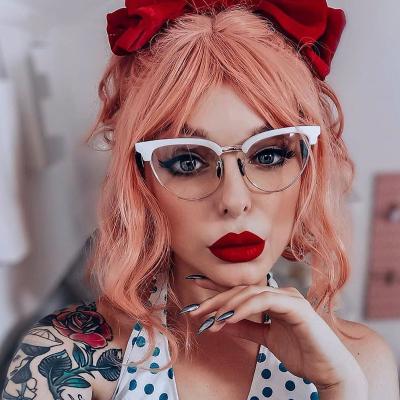 China Other White Computer Cat Eye Glasses Anti Blue Light Designer Women Eyewear Eyewear Stylish Personality Optical Frames Lbashades For Lady for sale