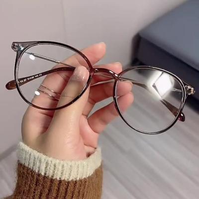 China Of Decoratian anti LBSHADES computer blocking fashion around retro TR90 glass frames female small influencer anti-blue light optical eyewear for sale