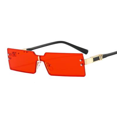 China Fashion Vintage 90s Glass Rectangle Square Sunglasses Women Retro Narrow Square Frame Motor UV400 for sale