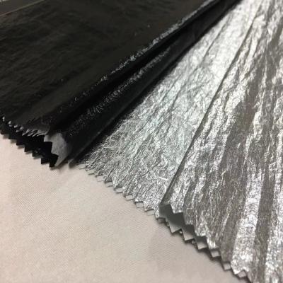 China Waterproof thin nylon aluminized woven fabric laminated silver foil hot stamping flame retardant fabric for sale