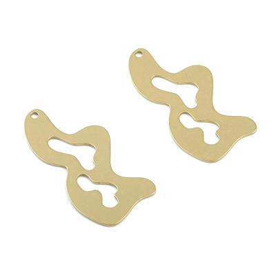 China Nature Finding Earrings - Jewelry Supplies - Wavy Brass Accessories - Raw Brass Wavy Pendant - Brass Waves Earring Charms for sale