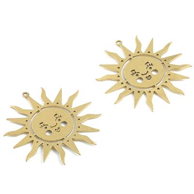 China Nature Finding Earrings - Jewelry Supplies - Brass Sun Face Accessories - Raw Brass Face Sun Pendant - Brass Sun Face Earring Charms for sale