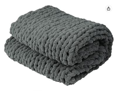 China Chenille Chunky Knit Throw Blankets For Luxury Handmade Knitting Soft Sofa for sale