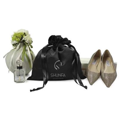 China Wholesale Custom Luxury Satin Small Drawstring Dust Bag For Shoes Jewelry With Tassel Logo for sale