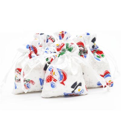 China Amazon Fashion Hot Selling Christmas Satin Gift Jewelry Bags Drawstring Pouch Candy Bags Wedding Favor Bags Can Custom Made for sale