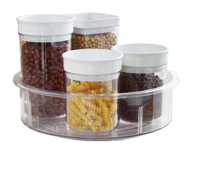 China Eco Friendly Rotating Eco Storage Boxes And Kitchen Storage Rack Bins Carton PET Plastic Single Transparent Injection Round 1 Pcs for sale