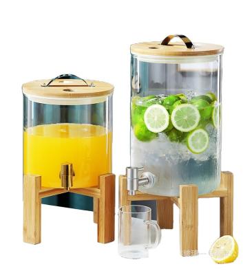 China Restaurant Hotel Beverage Dispenser Beverage Juice Water Crystal Pumpkin Clear Borosilicate Glass Drinking Cold Storage Large With Stand for sale