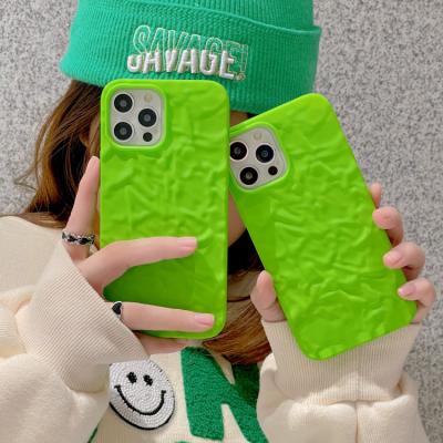 China New Fluorescence Wrinkle Green Shockproof Tpu Phone Case Luxury Wholesale Shockproof Phone Cover For Iphone 13 12 pro 11 max for sale