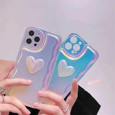 China Wholesale New 2023 Heart Shape White Laser eAnti-drop Shockproof Tpu Phone Case For Iphone 13 12 pro 11 max for sale