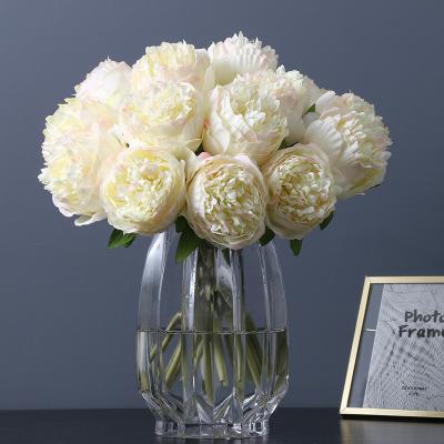 China Wedding Wholesale Home Silk Rose Flower Bouquet Home Wedding Decoration Event Decoration 5 Heads 30cm Peony Artificial Flowers for sale