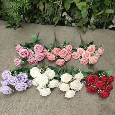 China Wedding Bride Home Artificial Silk Rose Wedding Bouquet For Wedding Event Decoration 10.5cm Diameter Flower Head for sale