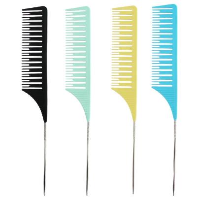 China home & Salon Salon Use Hair Styling Comb Metal Tail Hair Pick Starting Comb High Temperature Resistant Highlight Comb for sale