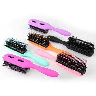 China Professional Custom Detachable Logo Waterproof 9 Rows Degrease Curly Hair Detangling Brush Staffs for sale