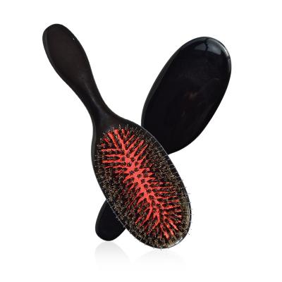 China Wholesale Nondisposable Boar Bristle Wholesale Black Private Label Massage Scalp Paddle Nylon Hair Brush for sale