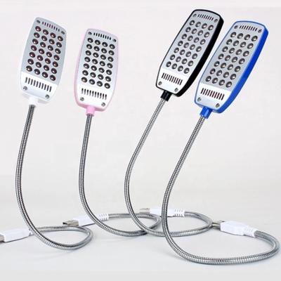 China High Bright Ultra Bright 28LEDs LED Reading Lamp USB Flexible Book Light 4 Colors For Laptop Notebook PC Computer for sale