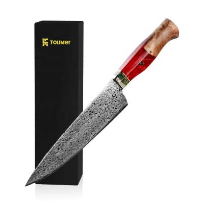 China 2022 new VG10 style 8inch Damascus blade viable luxury kitchen knife with resin maple husk and durable silver handle chef knife for sale