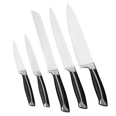 China Good Stocked Quality Ultra Sharp 5pcs Kitchen Knife Set 3CR13 Stainless Steel ABS 430 Handle Bread Knife Fruit Peeling Knife Set for sale