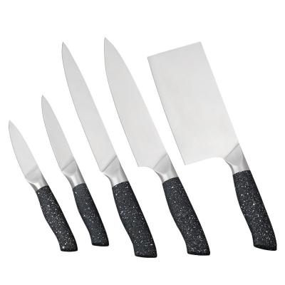 China Viable Wholesale 5pcs Classic Kitchen Knife Set 3CR13 Stainless Steel 430 Handle Kitchen Knife Serving Bread Knife for sale