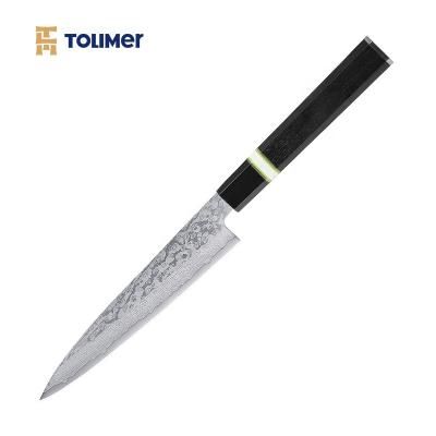 China Viable Damascus Pattern Stainless Steel Beef Horn Ebony Pine Stone Handle Carving Meat Chopper Knife Japanese Kitchen Tools Chef for sale