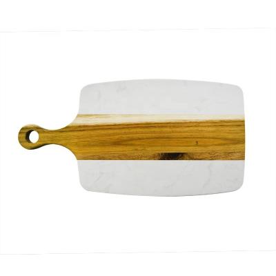 China OEM/ODM Sustainable High End Marble Chopper Serving Custom Size Acacia Wood Chopping Cutting Board With Handle for sale