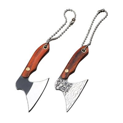 China Mini Necklace Pendant Knives 3CR13 colorful wood+copper stainless steel nail handle key chain key pocket Mini Knife for sale