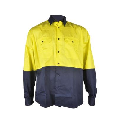 China Non-Toxic/Breathable/Anti-Wrinkle/Anti-Static/Anti-Shrink Navy Two Tone Polyester Cotton Anti Ant Shirt Yellow Uniform Workwear for sale