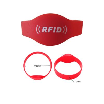 China Waterproof/Waterproof Customized Logo Printing IF/HF/UHF Silicone Contactless NFC RFID Wristband for sale