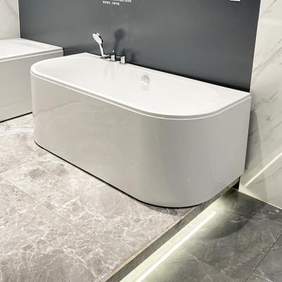 China HUIDA D Skirt Three Side Simple Shape With Pop Up Drainer Bathroom 3 Side Panel Swirl Faucet Acrylic Bathtub for sale