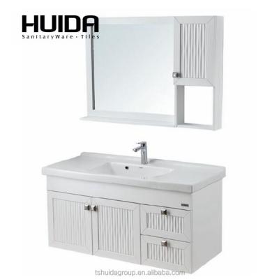 China Huida environment friendly morden furniture bathroom white solid wood cabinet wood with mirror DSFG180C-17 for sale