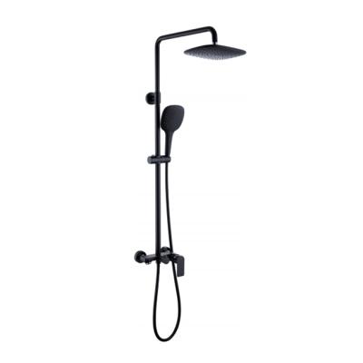 China Without Sliding Bar HUIDA DDP Three Functions Black Brass Body ABS Hand Shower And Chrome Finish Shower Column for sale