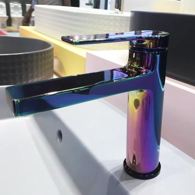 China Thermostatic Neon Color Brass Faucets HUIDA Colored Cold And Warm Bathroom Sink Faucets for sale